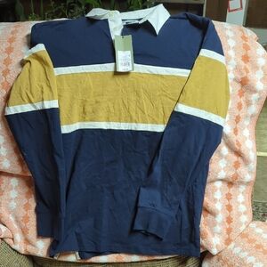 Goodfellow & Co Blue and Gold Polo Shirt